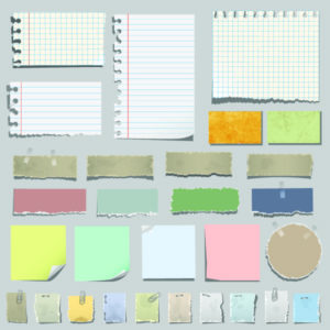 Vector set of various notes paper