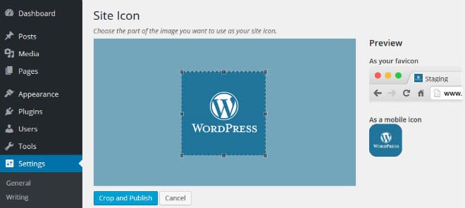 WordPress 4.3 Favicon