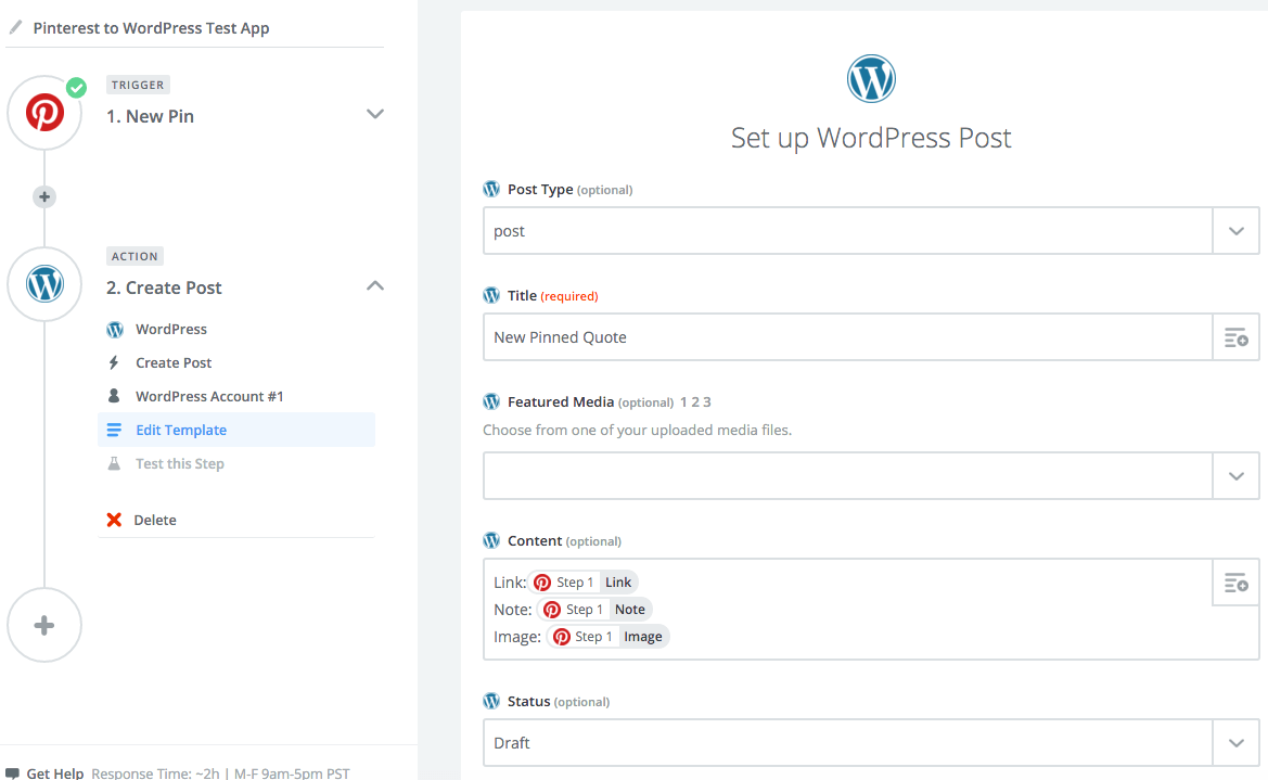 WordPress post options.