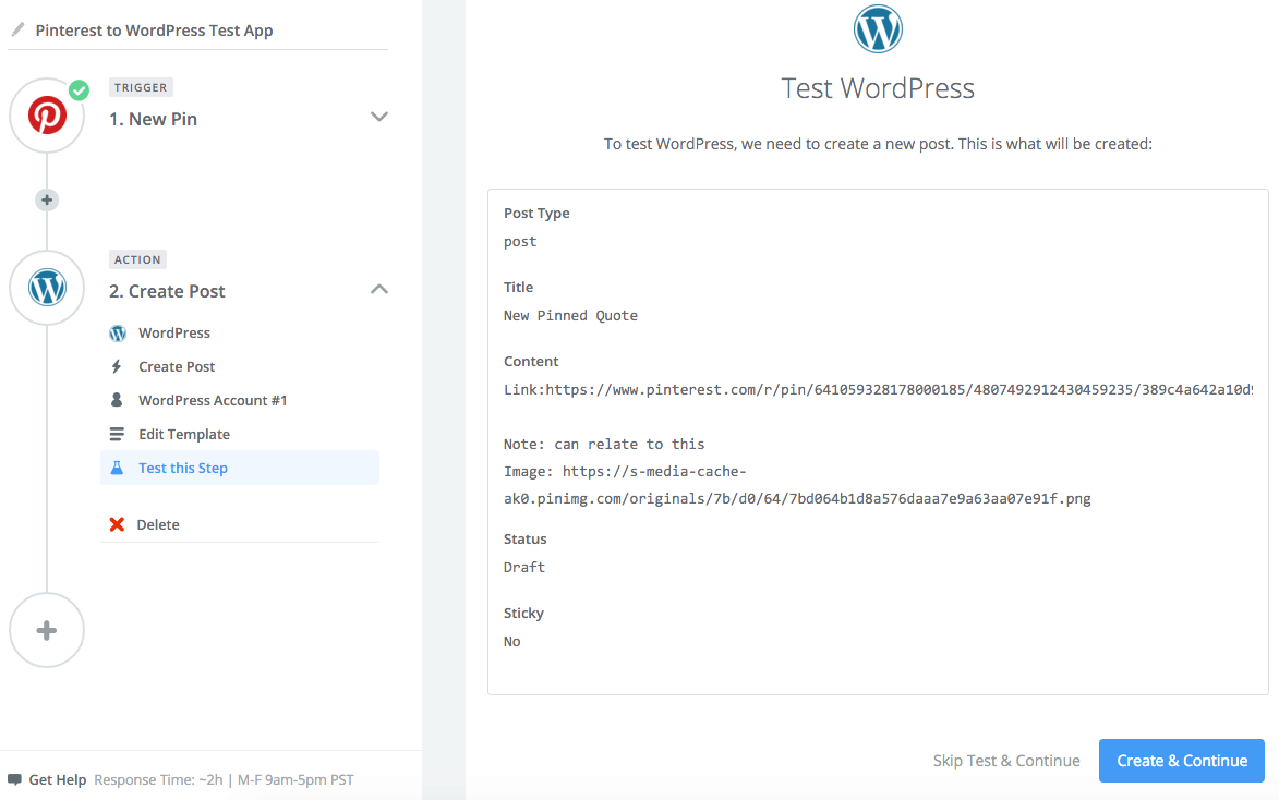 WordPress test sequence.