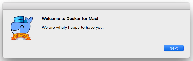 Docker welcome screen