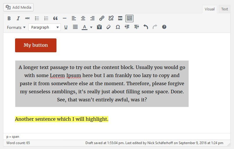 custom styles inside wordpress editor