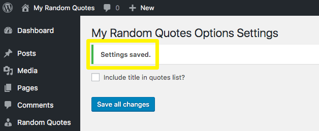 Our settings can now be saved.