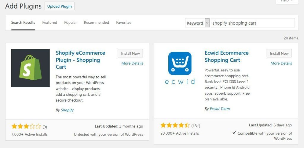 install shopify ecommerce plugin