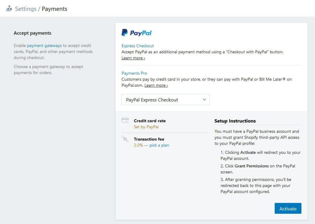 shopify payment settings