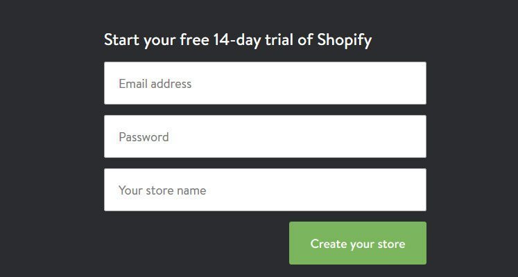 sign up to shopify