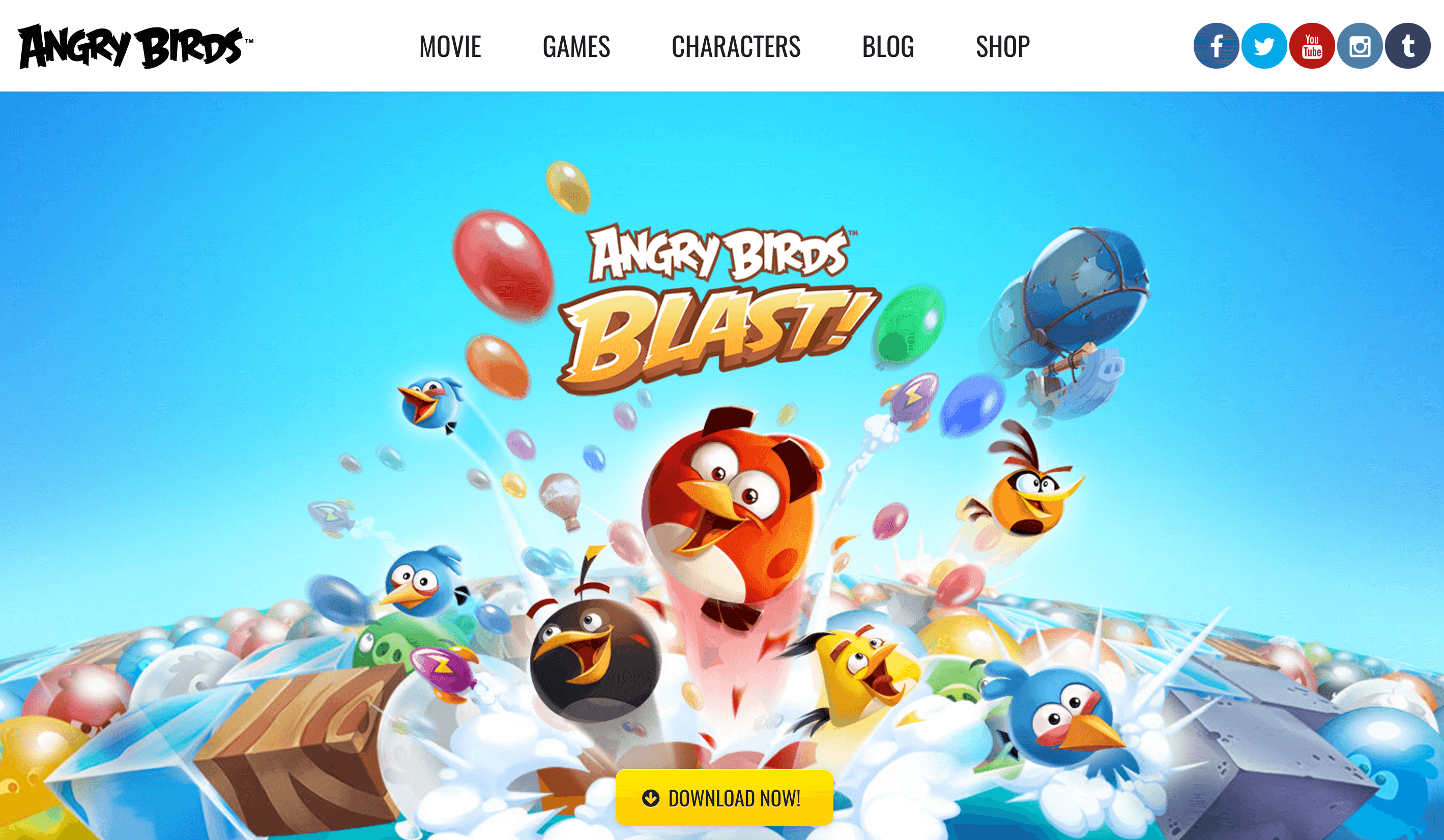 The Angry Birds home page.