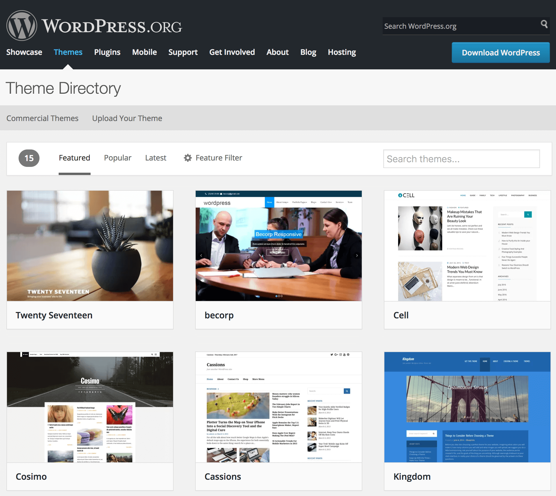 The WordPress.org Theme Directory