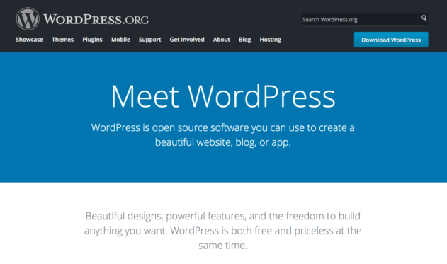 The WordPress.org home page.