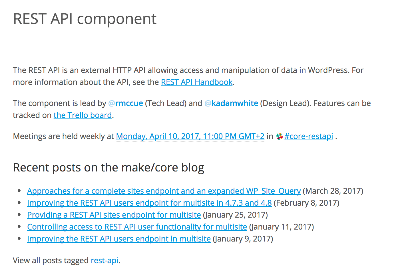 WP REST API Component