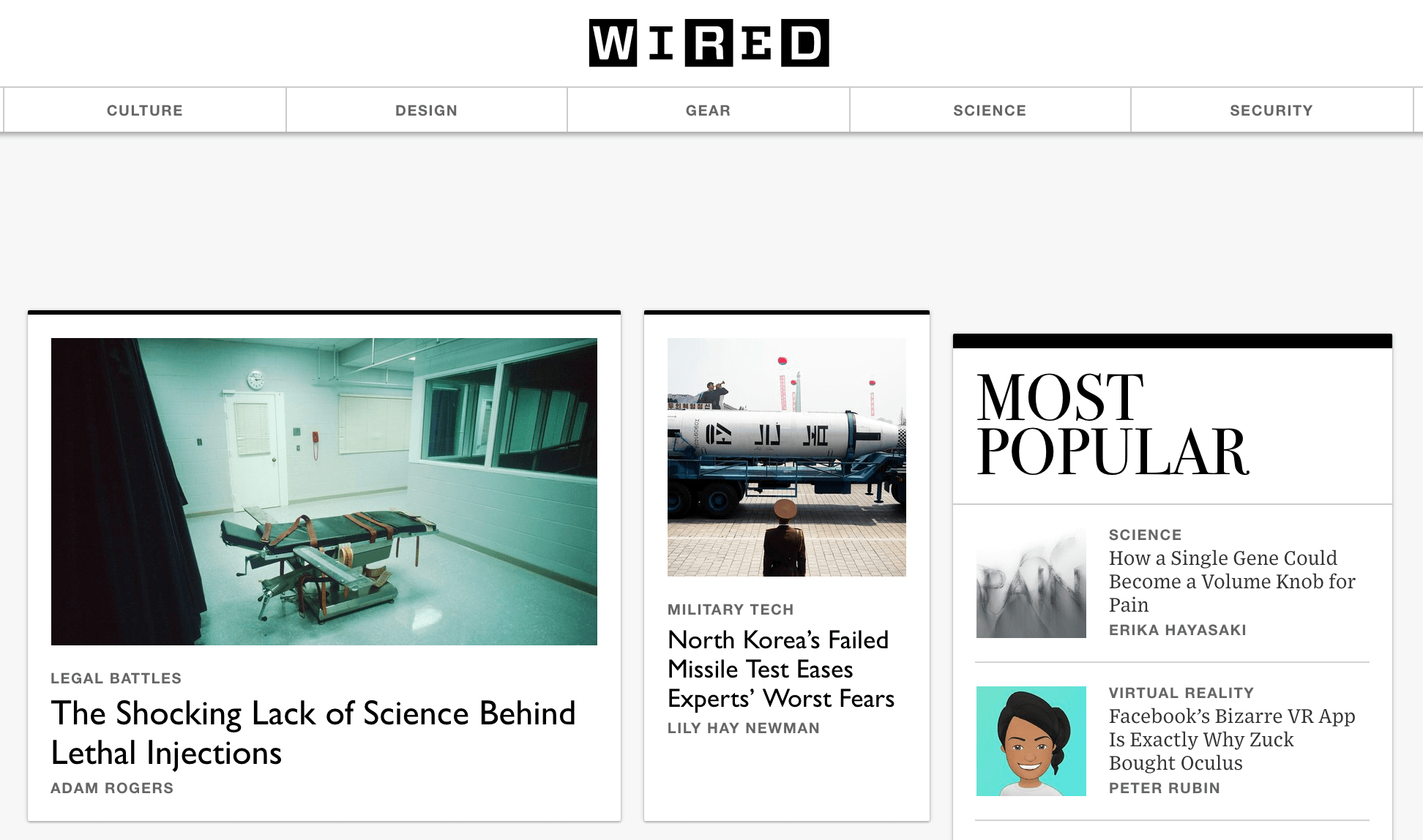 Wired homepage
