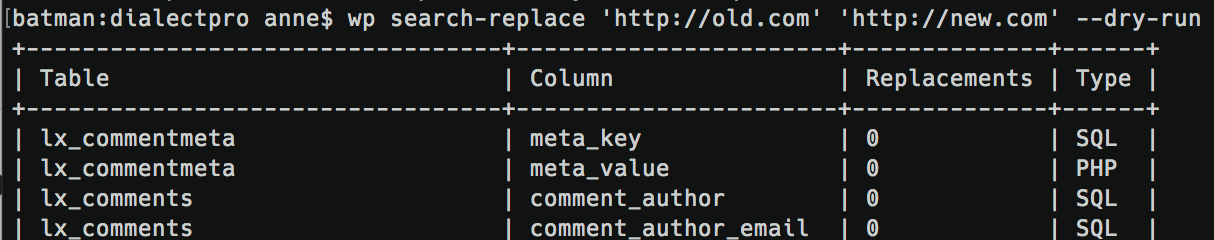 WP-CLI Search-Replace Dry Run
