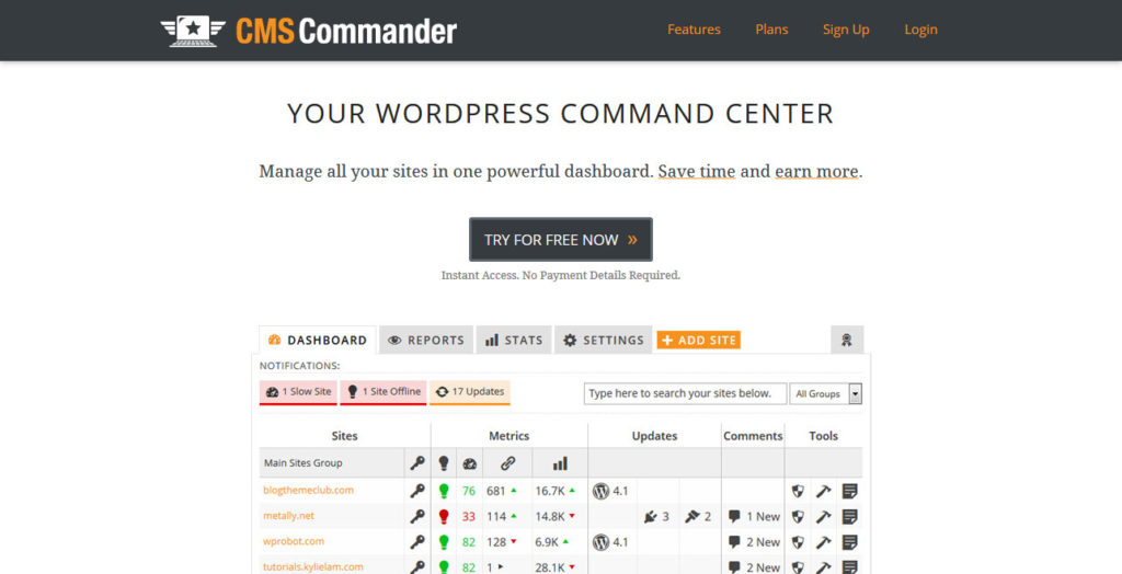 manage multiple wordpress sites CMS Commander
