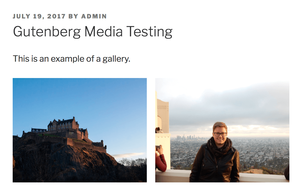 Media gallery output from Gutenberg