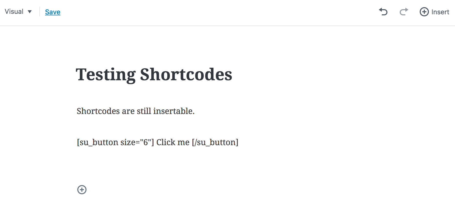 Shortcodes in the Gutenberg edito
