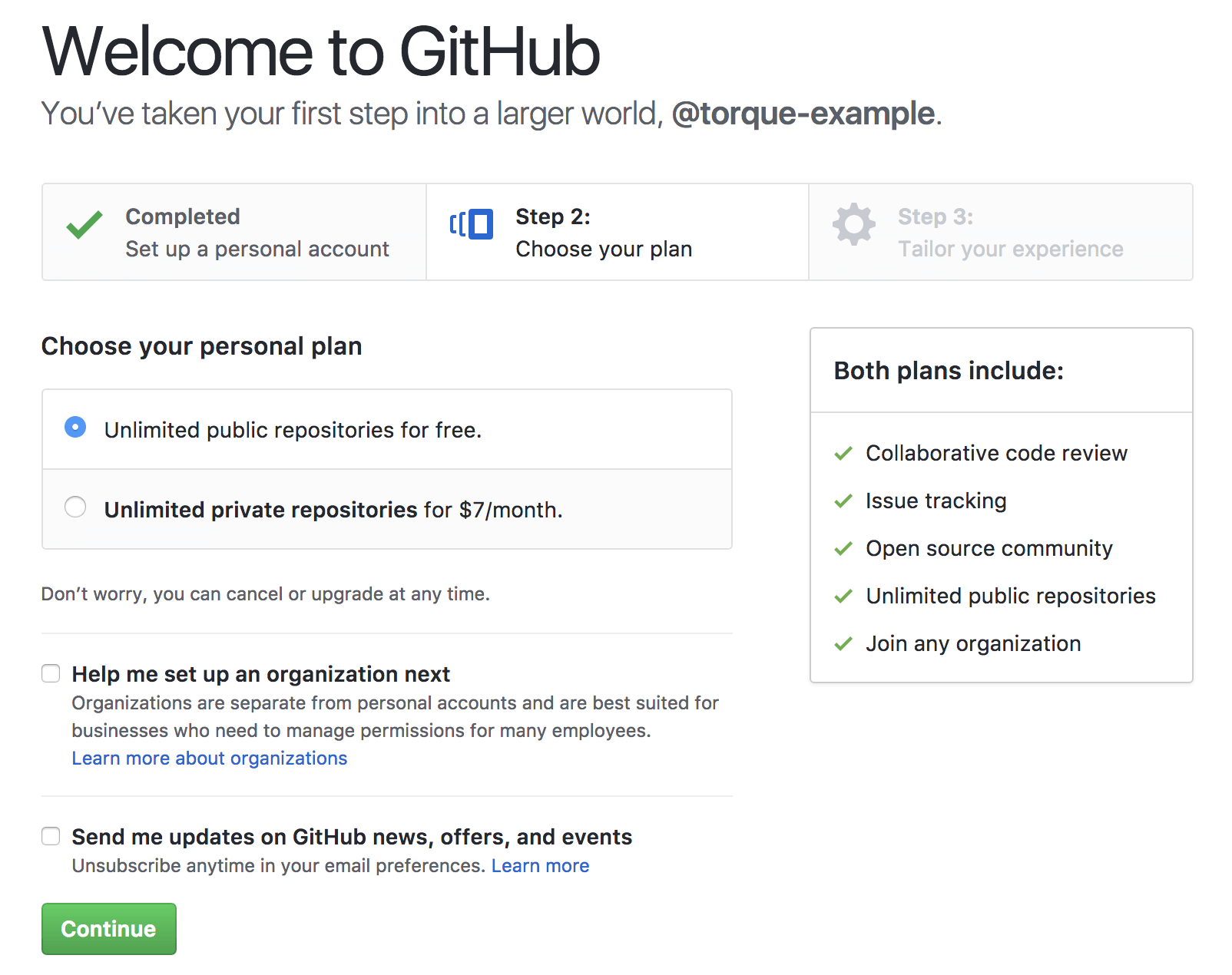 GitHub welcome page