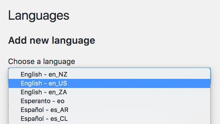New language dropdown selector