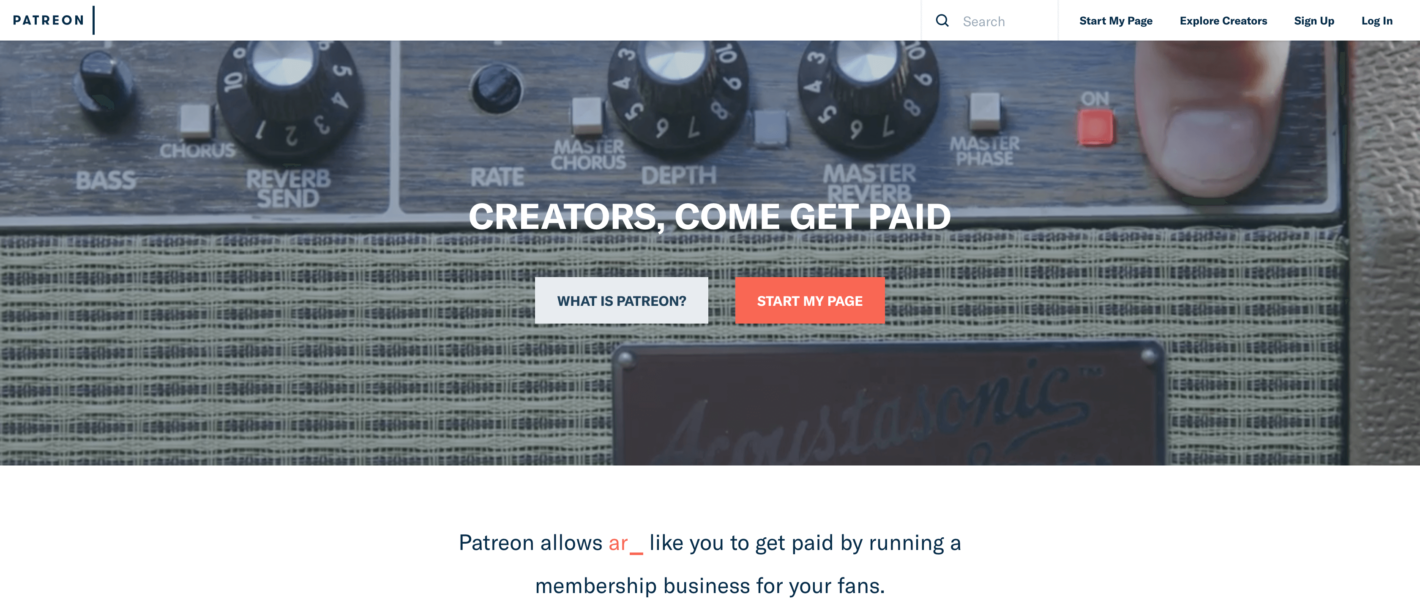 The Patreon website.