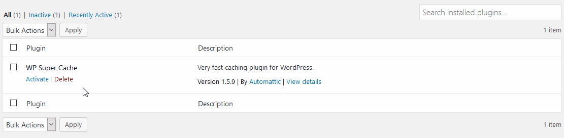 delete wordpress plugin
