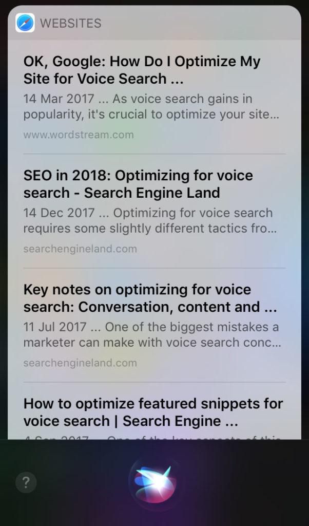voice search query on mobile device
