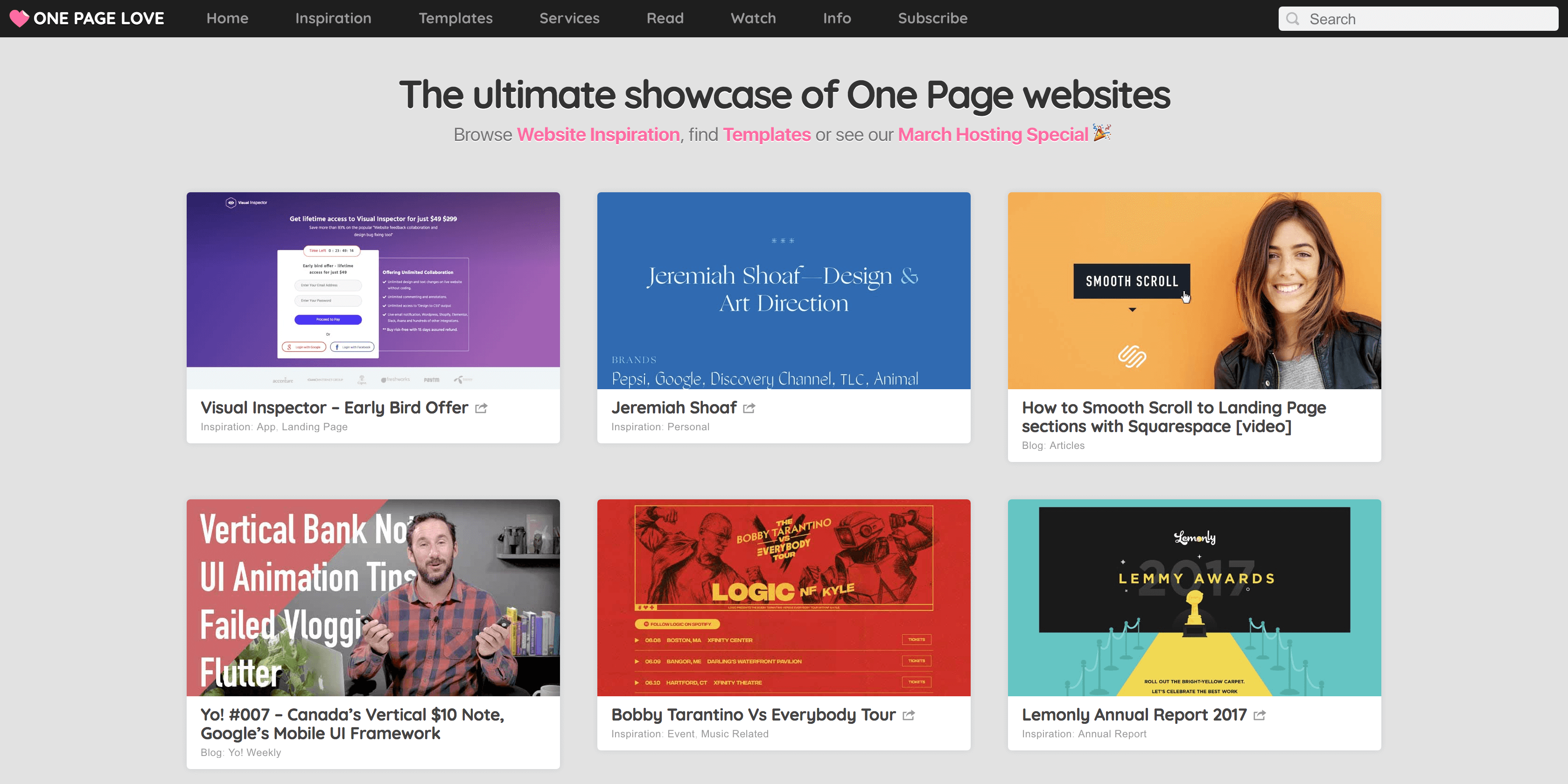 The One Page Love website.