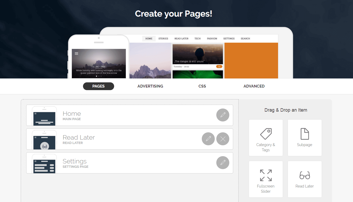The appful Pages tab.