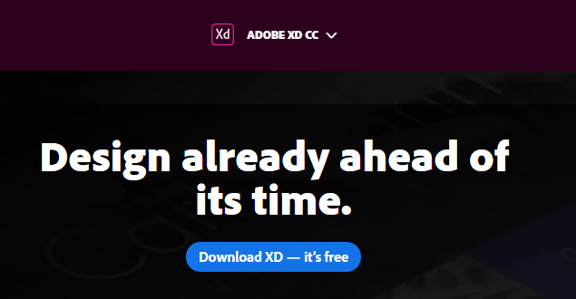 The Adobe XD homepage.