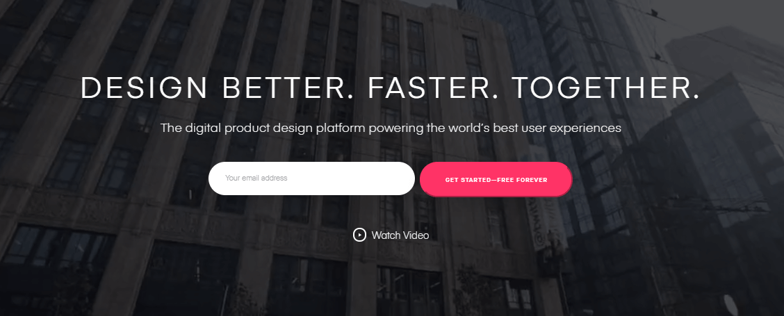 The InVision homepage.