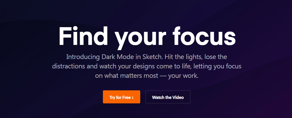 The Sketch homepage.