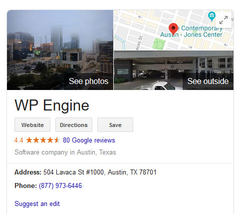 google my business listing in search results