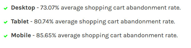 shopping cart abandonment rates desktop vs mobile