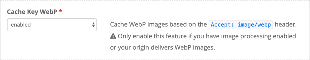 Enabling WebP caching.