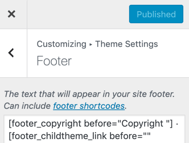 New footer credit settings in Genesis Theme Customizer.