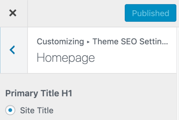 The Primary H1 Title settings in Genesis Theme Customizer.