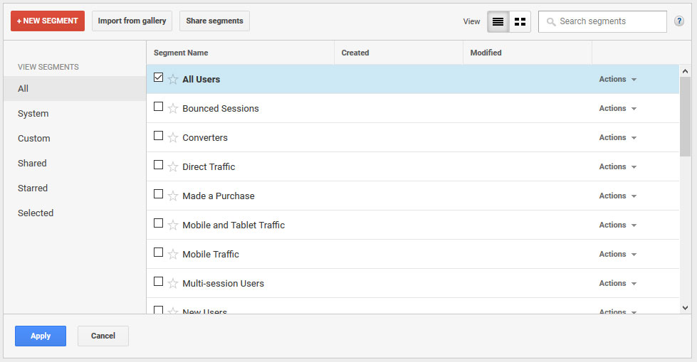 add segment to google analytics dashboard