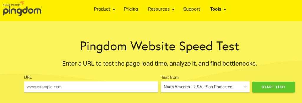 The Pingdom website speed test tool.