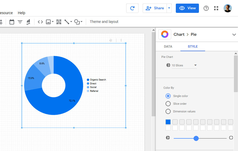 report styling options in google data studio