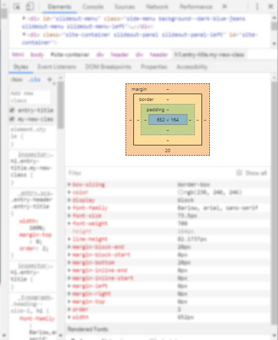 browser developer tools box model
