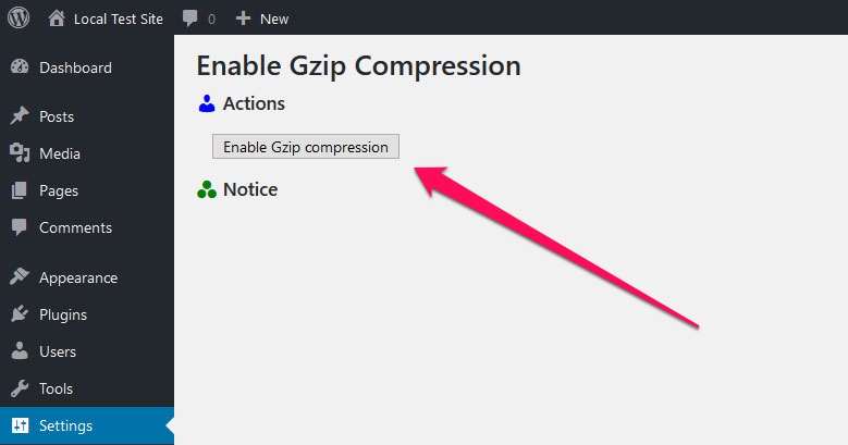 enable gzip compression wordpress plugin user interface