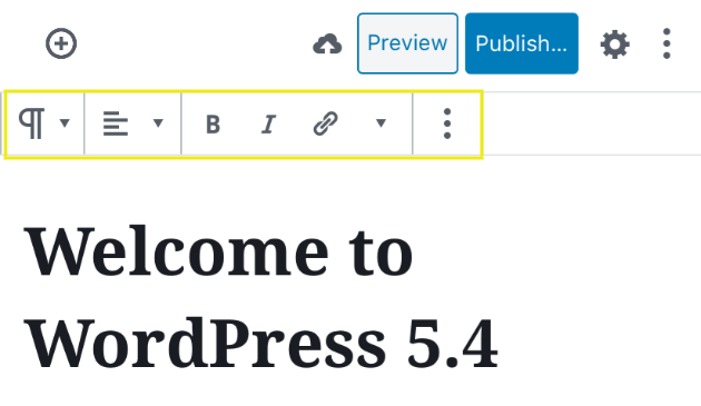 The WordPress Block Editor mobile toolbar.