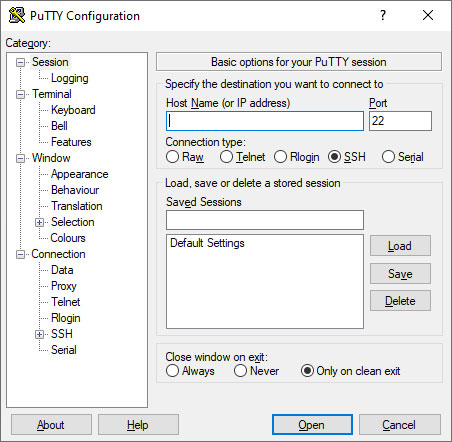 connect to ssh via putty