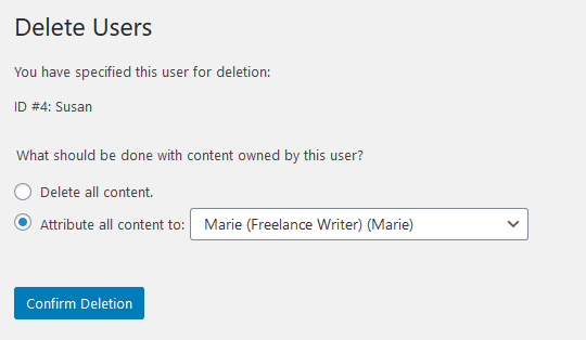 delete user assign content