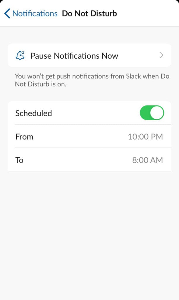 slack settings to turn off notifications