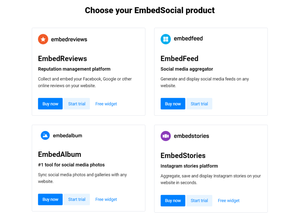 The EmbedSocial product suite.