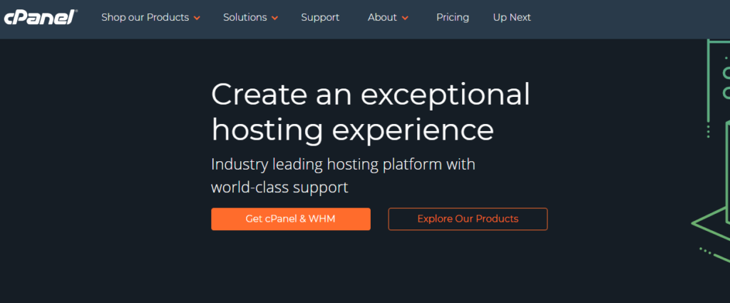The cPanel web hosting control panel.