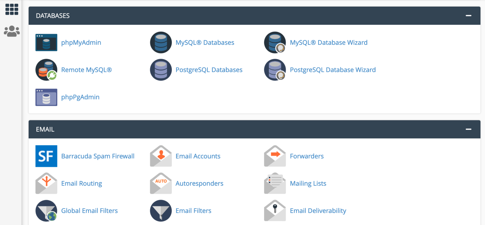 The Databases section of the cPanel dashboard.