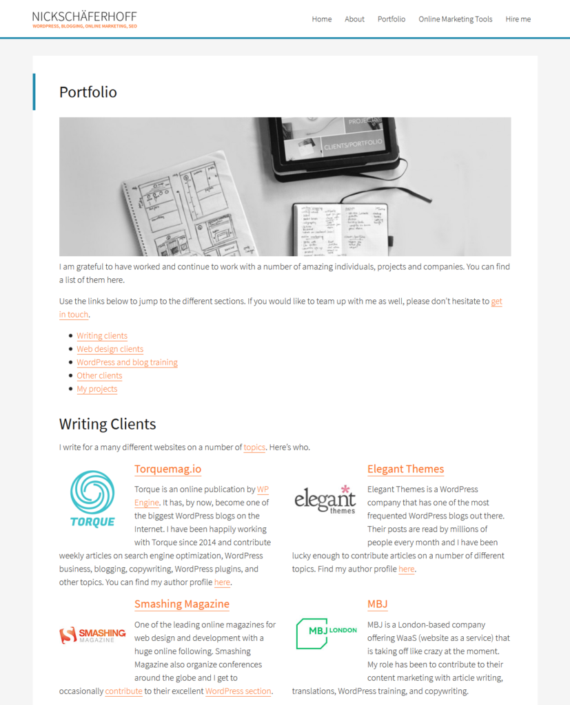 example for portfolio a must to start wordpress career