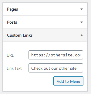 add custom link to wordpress navigation menu