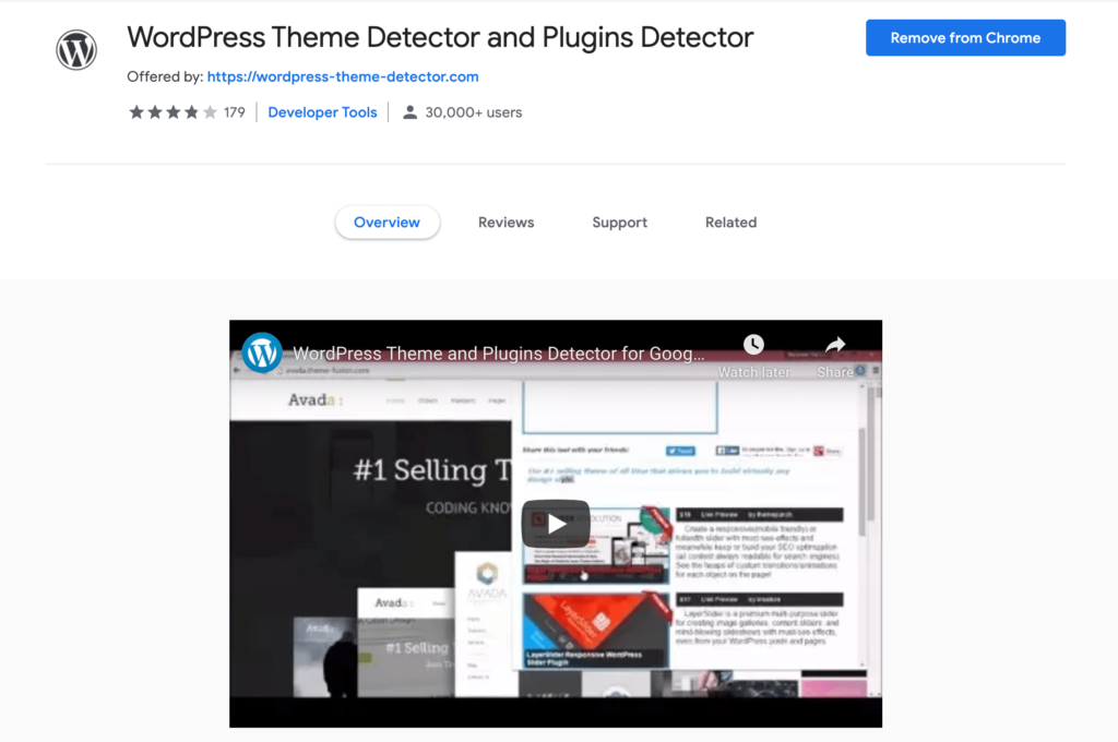 The WordPress Theme Detector and Plugins Detector Chrome extension.
