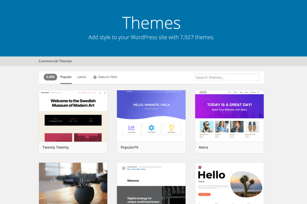 How To Find Out What Theme A Website Is Using: The WordPress Theme Directory.